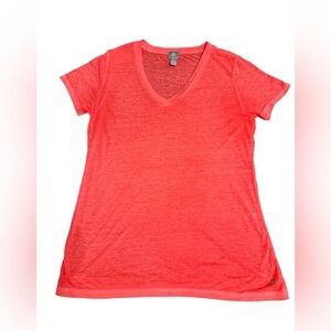 GAP Fit Women's Bright Coral sheer V-Neck Tee